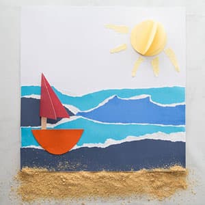 暑假手工 帆船大海撕貼畫(huà)